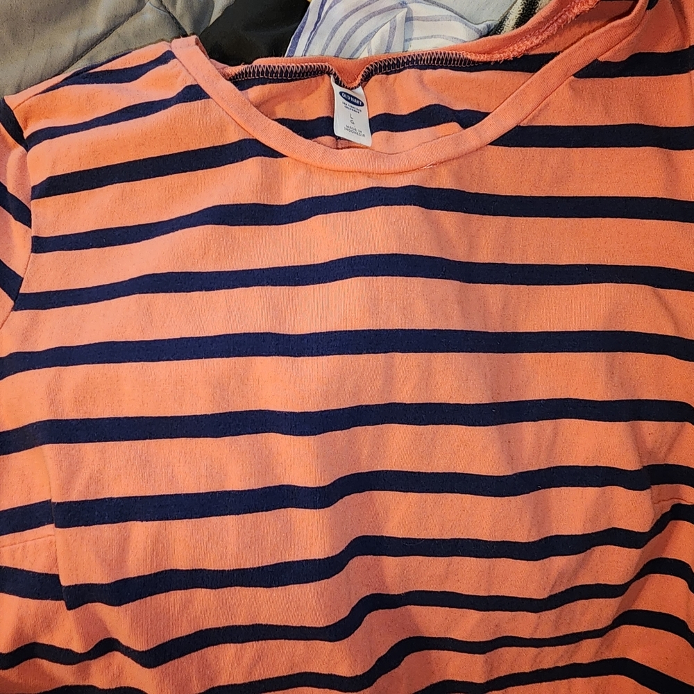 Women's large Old Navy dress, orange/blue strip